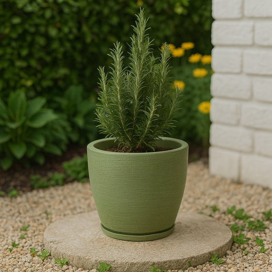 MACETA 27X28CM AMSTERDA GRAPHITO EFECTO PIEDRA VERDE