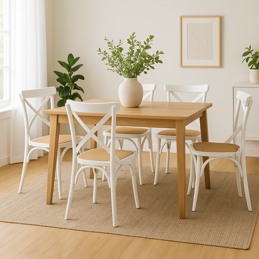 SILLA PLATS PP símil rattan blanco/beige