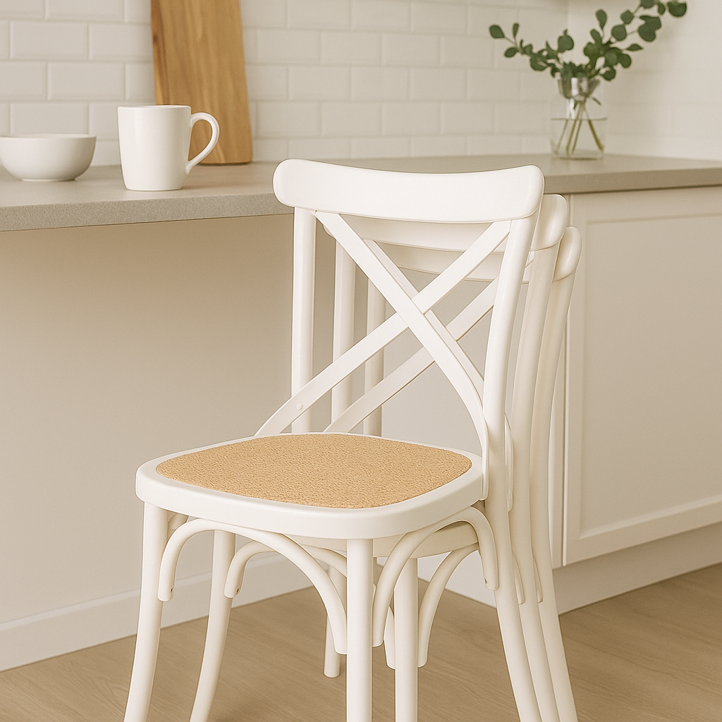SILLA PLATS PP símil rattan blanco/beige