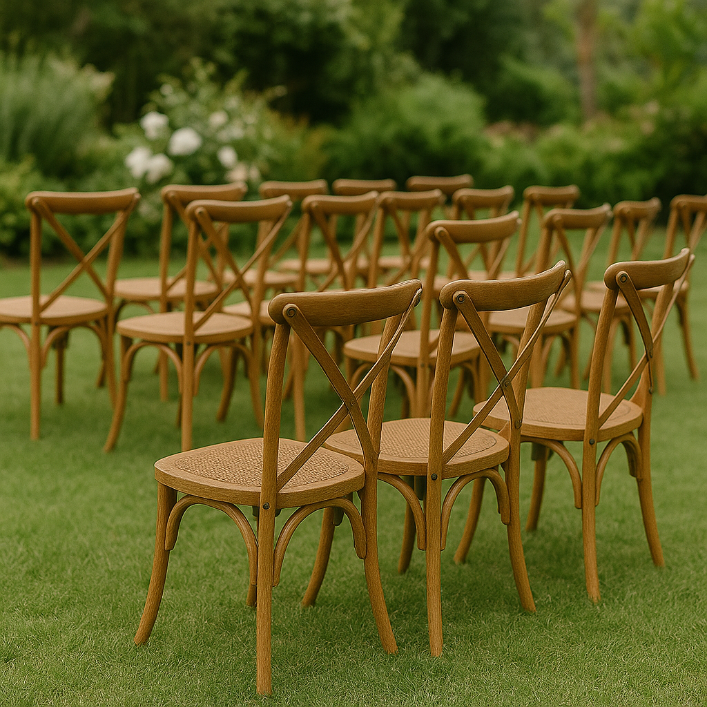 SILLA CROSS madera/rattan oscuro 46×42×87cm