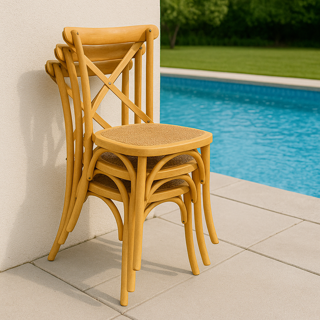 SILLA CROSS madera/rattan claro 46×42×87cm