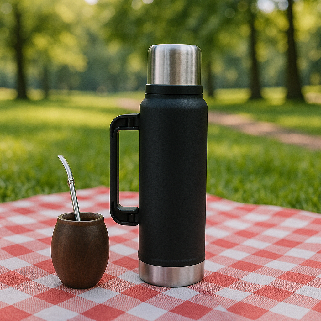 TERMO METALICO DE ACERO 1400ML NEGRO LH-4086