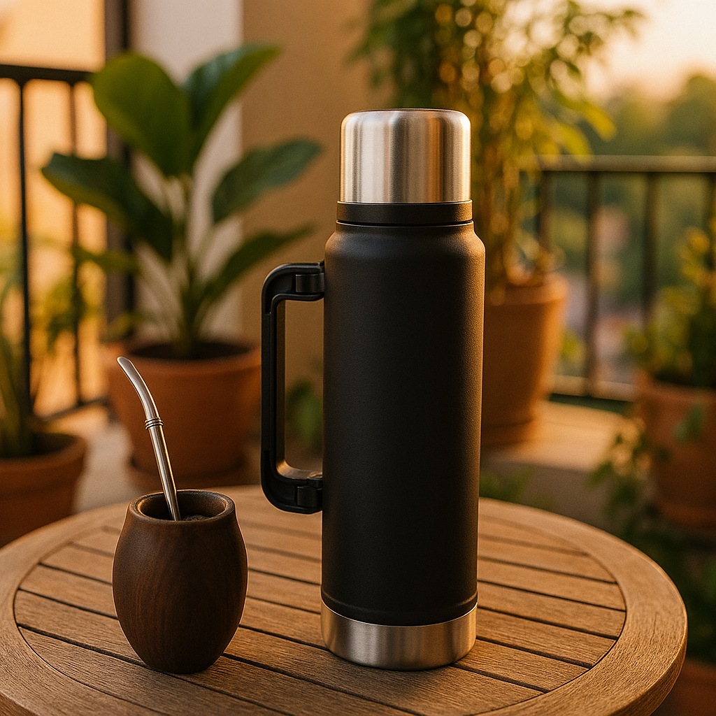 TERMO METALICO DE ACERO 1400ML NEGRO LH-4086