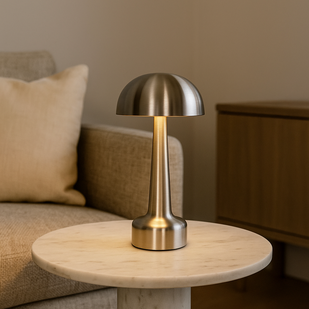 LAMPARA DE MESA SAMOA RECARGABLE - NICKEL