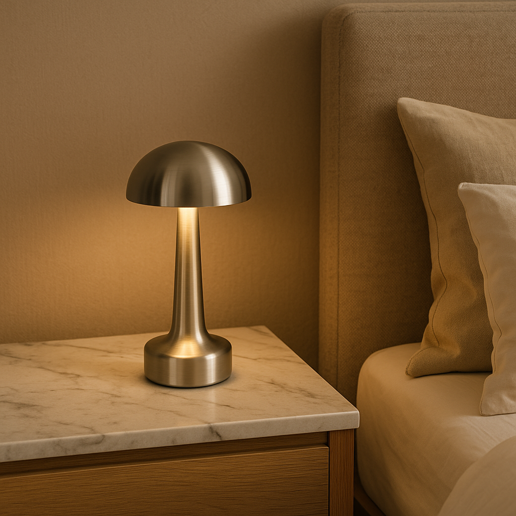 LAMPARA DE MESA SAMOA RECARGABLE - NICKEL