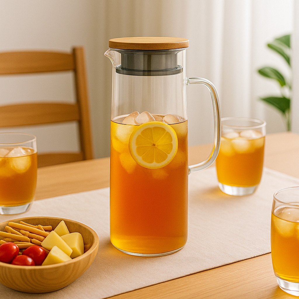 JARRA DE VIDRIO 1500ML CON TAPA DE MADERA LH-3081