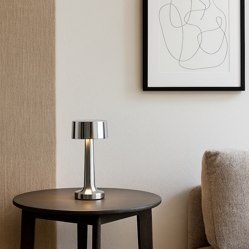 LAMPARA DE MESA TUVALU RECARGABLE - CHROME