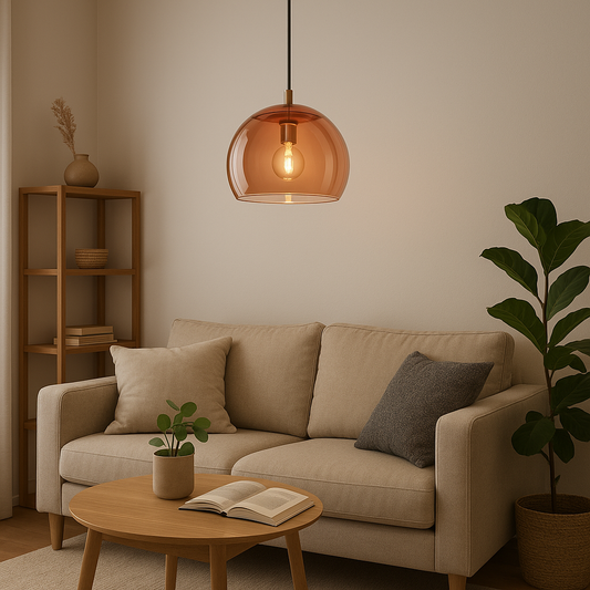 Colgante Acero Bronce c/ Vidrio Transparente