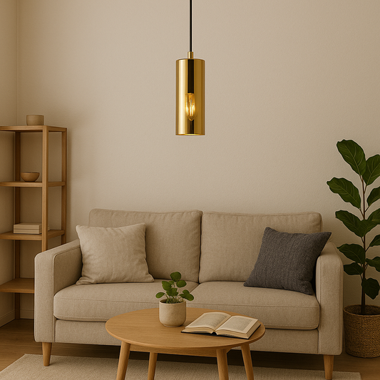 Colgante Cilindro Vidrio Gold