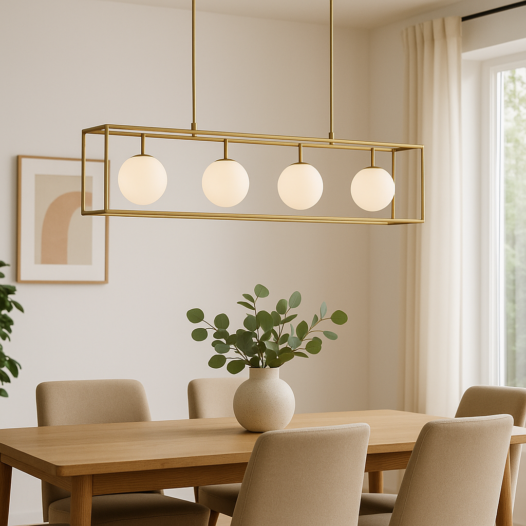 Colgante Moderno 4 Globos Opalinos