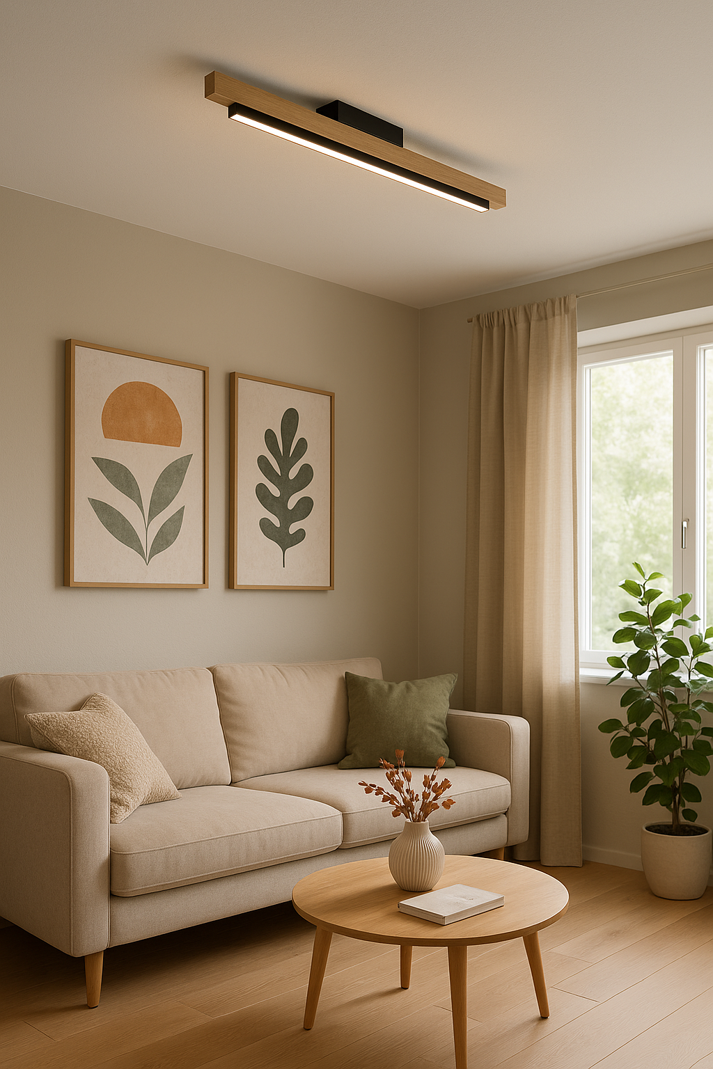 Aplique Techo LED Negro/Madera