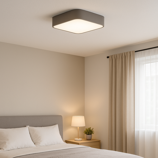 Plafón Cuadrado Tela Gris