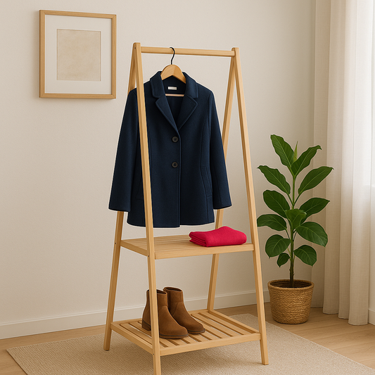 Perchero organizador de madera pino 2 estantes