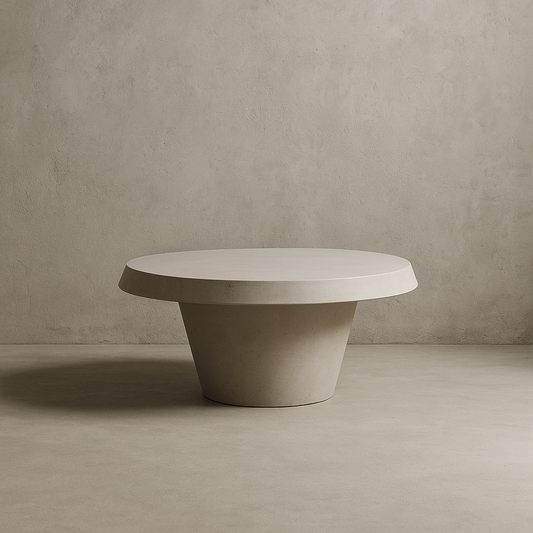 Mesa Redonda Símil Cemento "Salut" – Pie Cónico