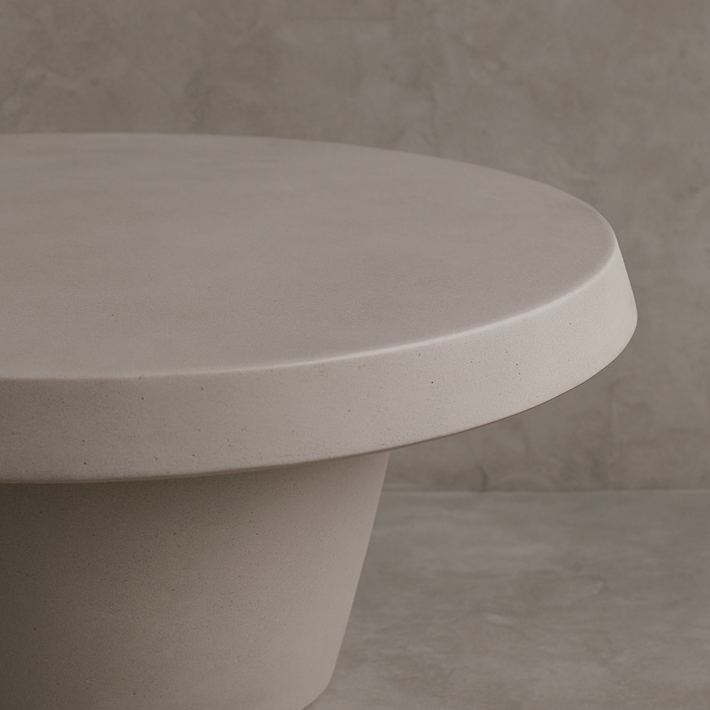 Mesa Redonda Símil Cemento "Salut" – Pie Cónico