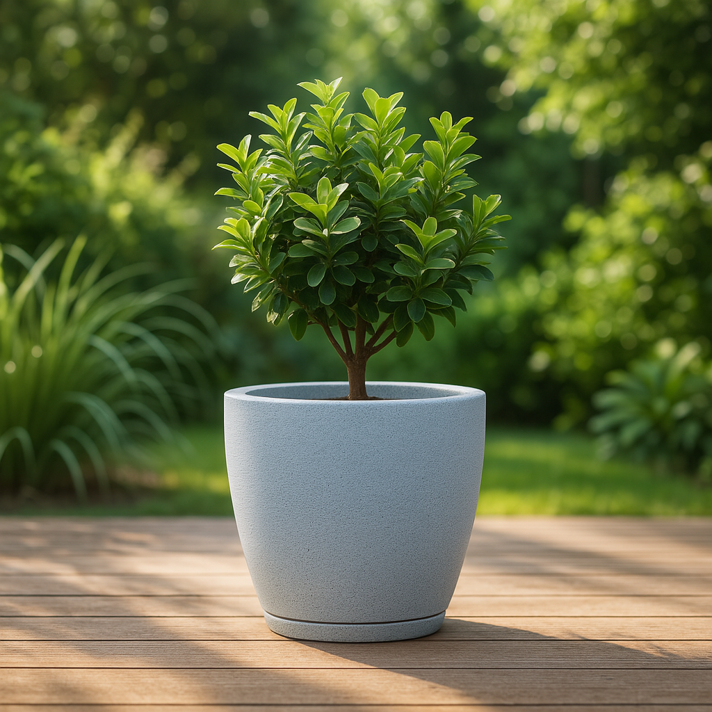 MACETA 27X28CM AMSTERDA GRAPHITO EFECTO PIEDRA GRIS