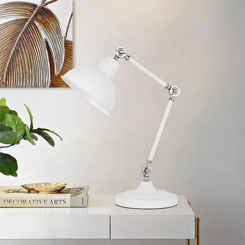 Lámpara de Escritorio Articulada Blanca – Estilo Industrial Ajustable