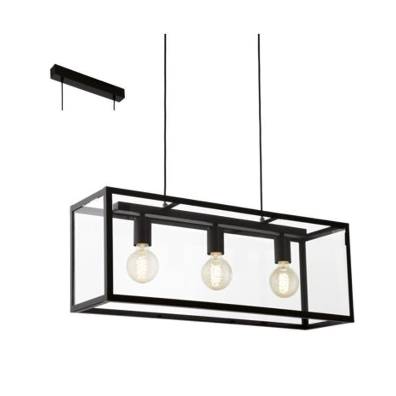 1 COLGANTE REJA/VIDRIO TRANSPAREN.3XE27 CHARTERHOUS EGLO