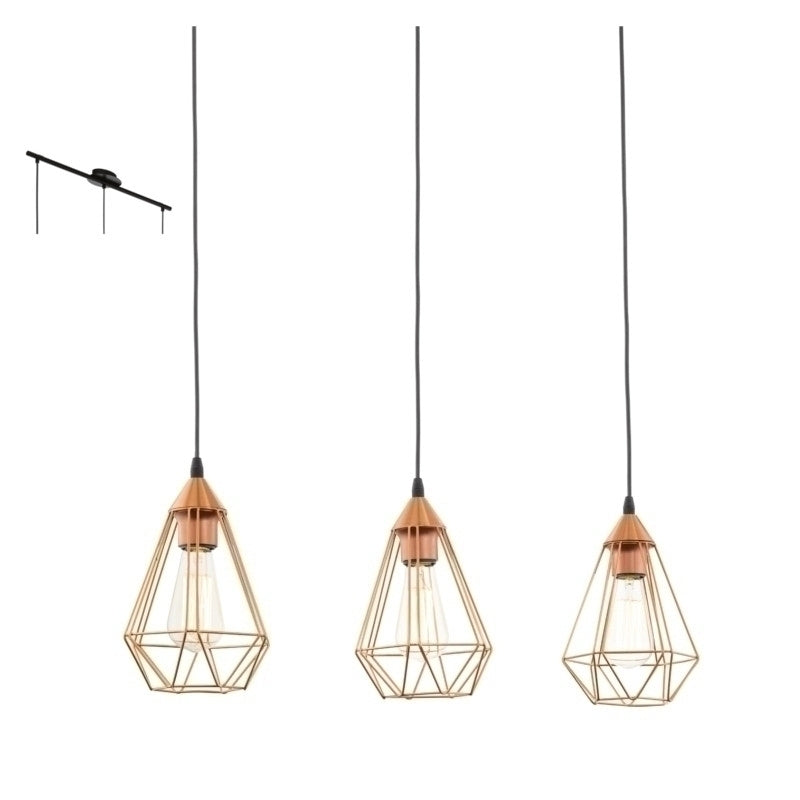 1 COLGANTE VARAL TRIPLE REJA COBRE 3XE27 Ø175 TARBES 9 EGLO