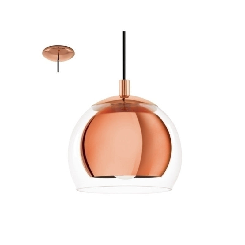 1 COLG. ACERO BRONCE C/ VIDRIO TRANSP.1XE27 ROCAMAR 94EGLO