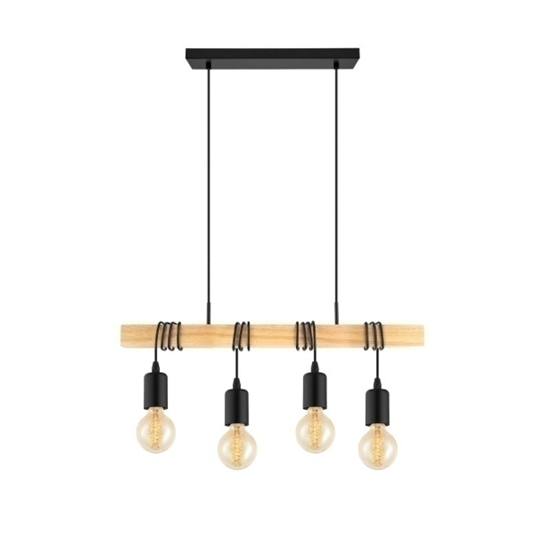 1 COLGANTE MADERA Y PORTALAM.VINTAGE 4XE27 TOWNSHENEGLO