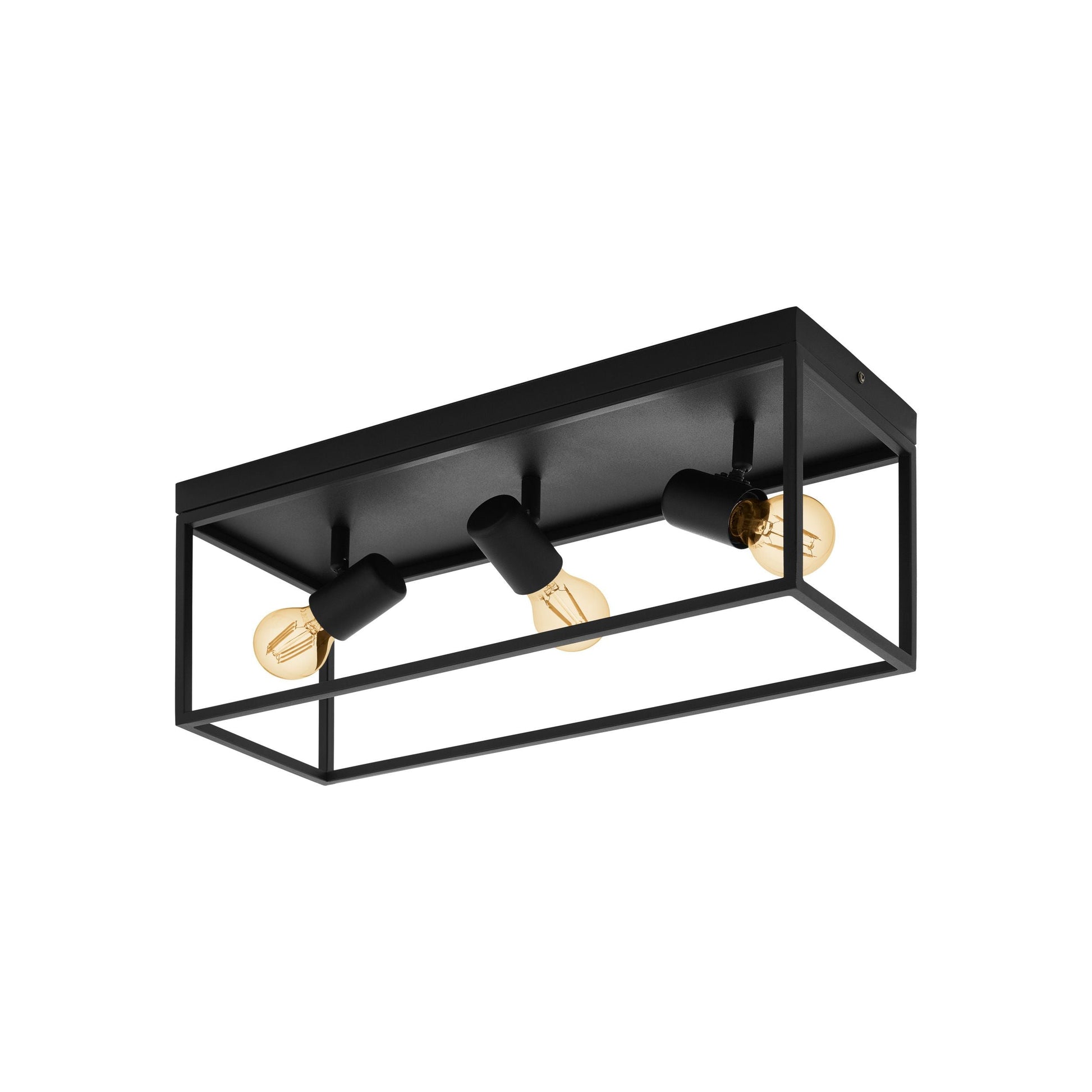 1 APLIQUE TECHO RECTANGULAR ACERO NEGRO 3XE27 SILENTEGLO