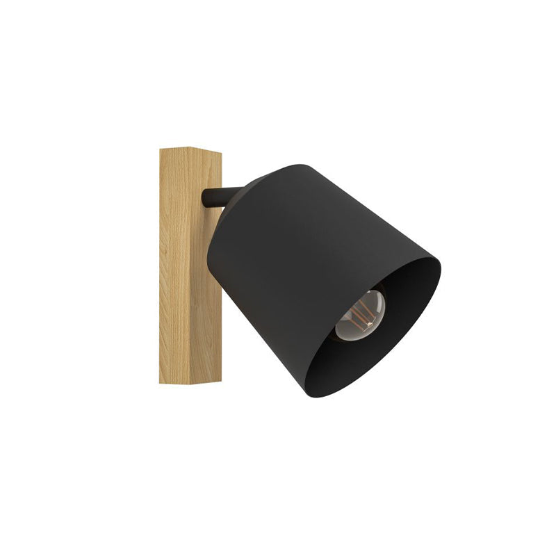 1 APLIQUE PARED PANT ACERO NEGRO Y MADERA 1XE27 COTOEGLO