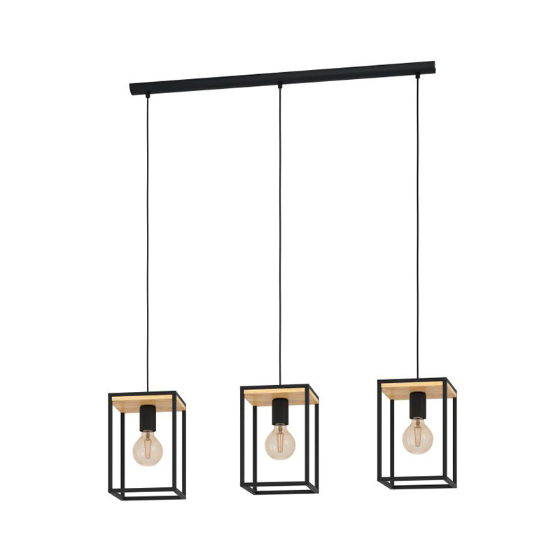 1 COLGANTE ACERO NEGRO/MADERA 3 PRISMAS 3XE27 LIBERT EGL