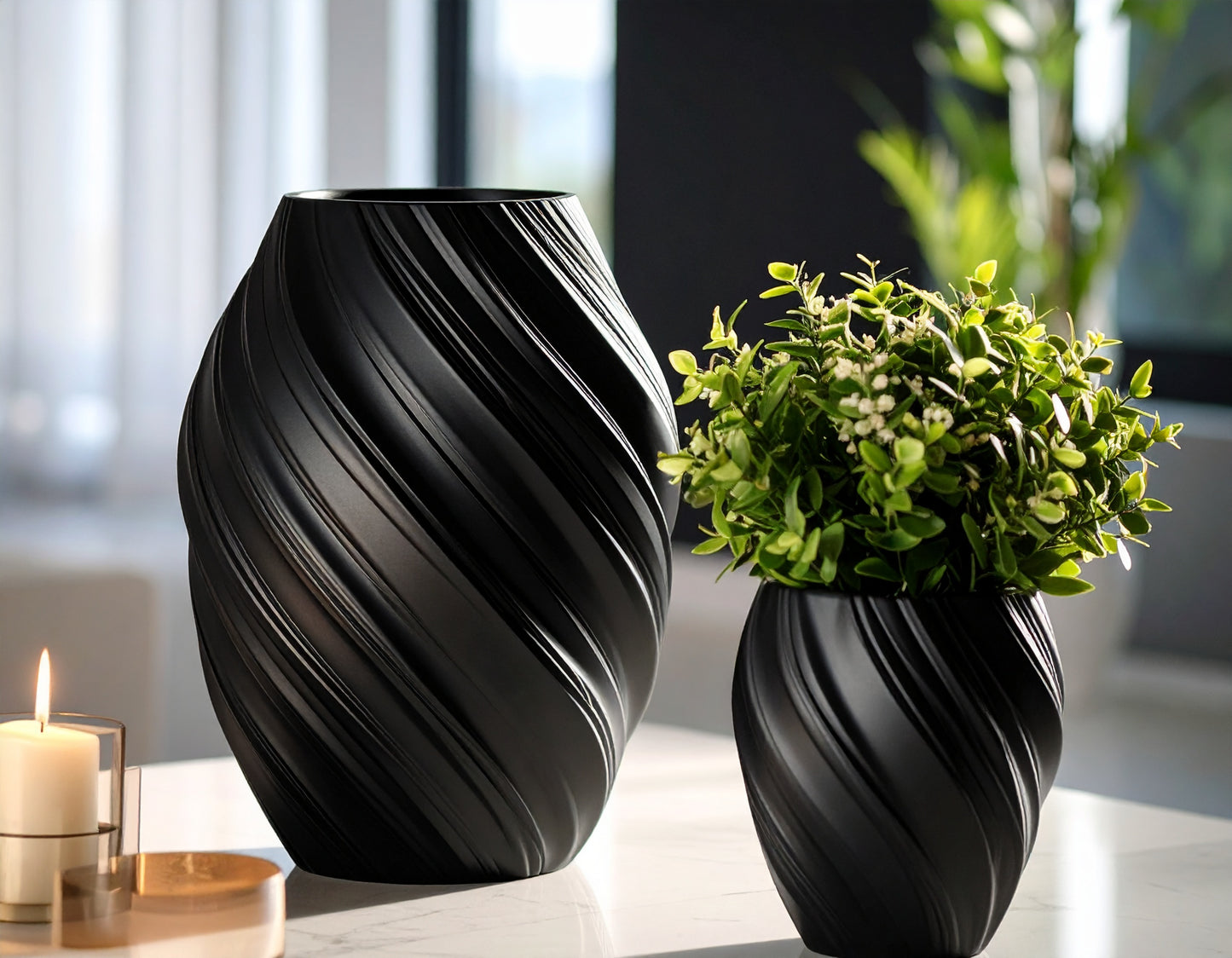 FLORERO TORSION 15X15X20CMS NEGRO