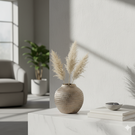 Florero Pequeño Moderno con Textura Metálica