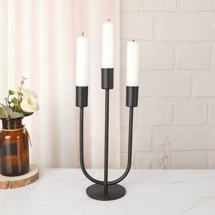 CANDELABRO METAL9X 25 CMS NEGRO