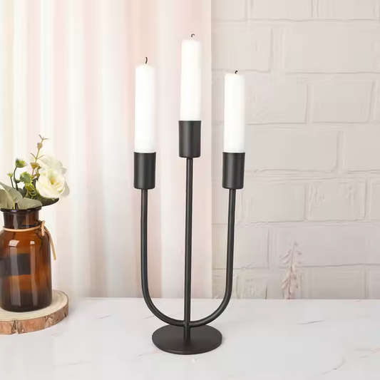 CANDELABRO METAL9X 25 CMS NEGRO