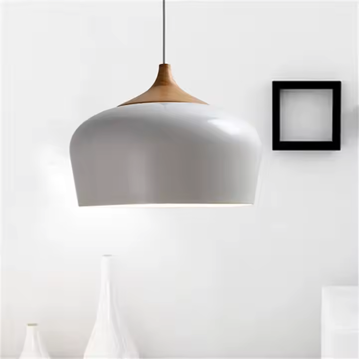 Colgante Metal/Madera Blanco Mate