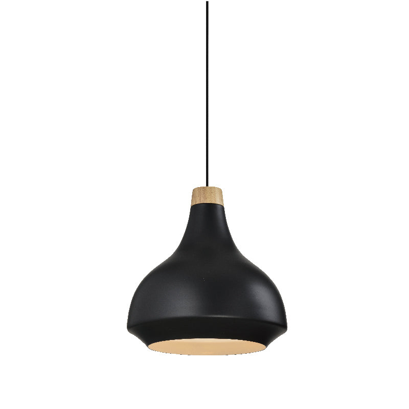 1 COLGANTE CAMPANA METAL/MADERA NEGRA 1XE27 Ø34CM F YADI