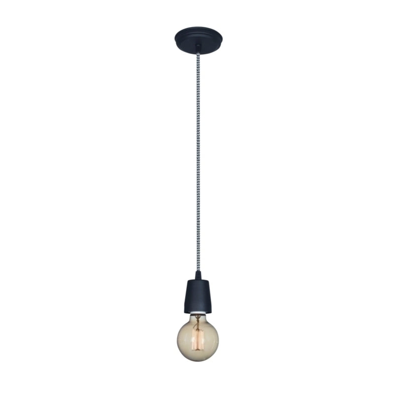 COLGANTE FLORON NEGRO CABLE 1M TEXTIL BLANCO/NEGRO