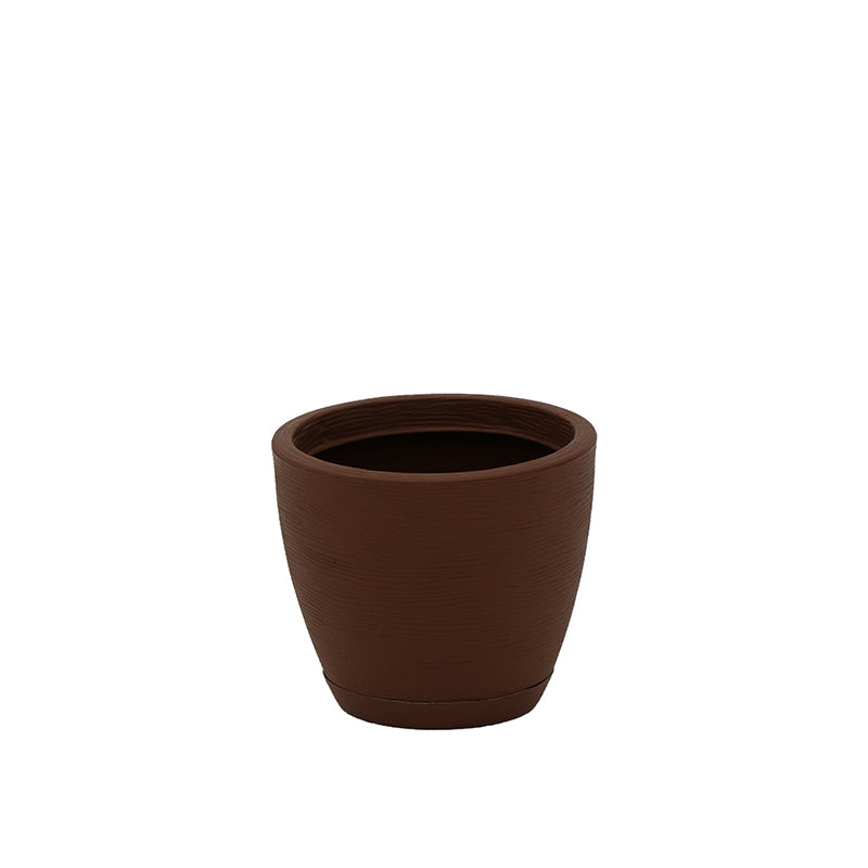 MACETA "ASTECA" Ø28,5X24CM. MARRON C/PLATO