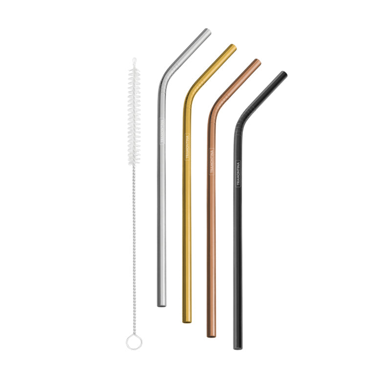 JUEGO 4 SORBITOS INOX. COLORES + CEPILLO