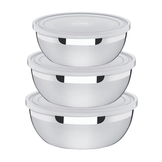JUEGO 3 BOWL REDONDO CON TAPA. "FREEZINOX"