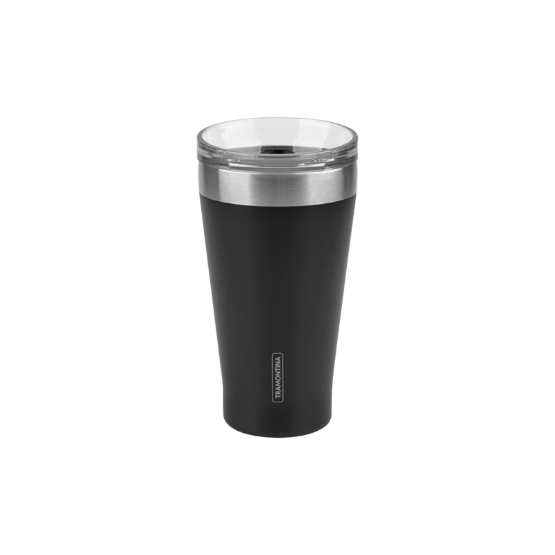 VASO TERMICO NEGRO CON TAPA 550ML. "EXATA"