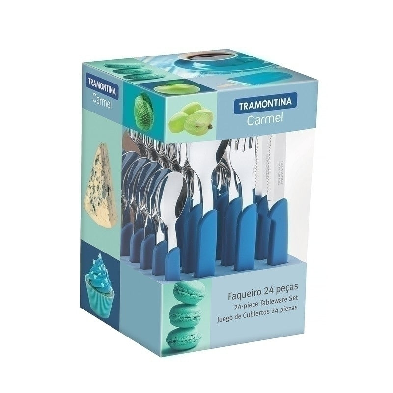 JUEGO CUBIERTOS AZUL 24 PIEZAS "CARMEL"