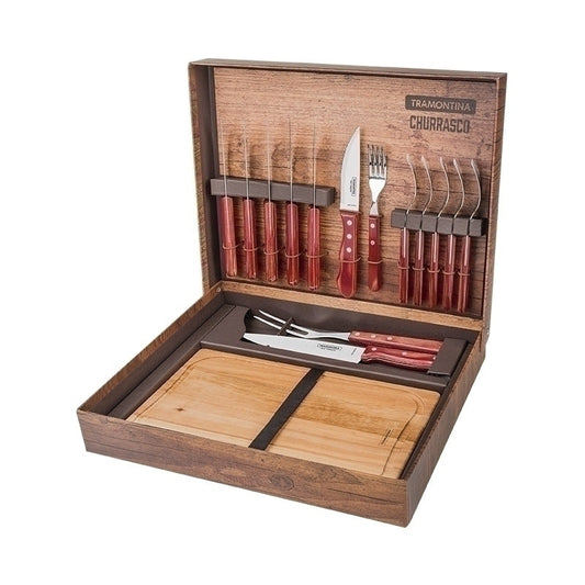 JUEGO PARA ASADO 15 PIEZAS EN CAJA "CHURRASCO"