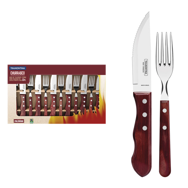 JUEGO ASADO JUMBO ROJO 12 PIEZAS "CHURRASCO"