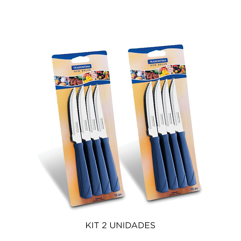 CUCHILLOS 12 PIEZAS AZUL "NEW KOLOR"