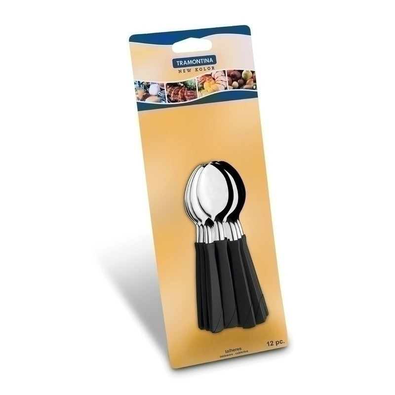 CUCHARAS TE 12 PZAS. NEGRO "NEW KOLOR"