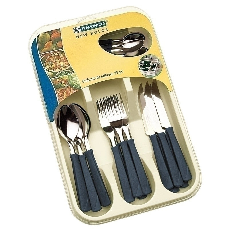 JUEGO CUBIERTOS 25 PIEZAS AZUL "NEW KOLOR"