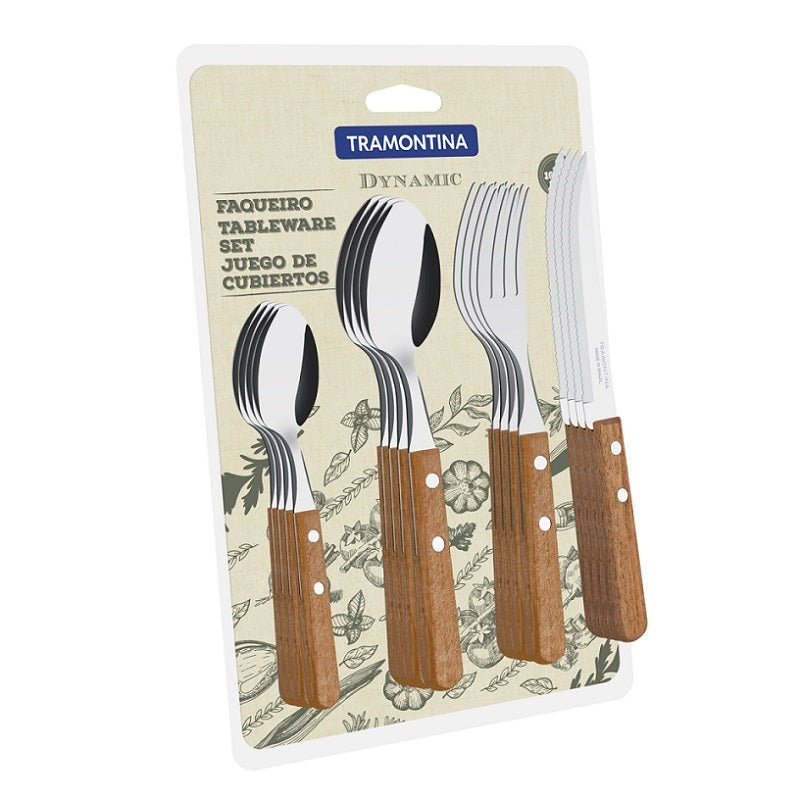 JUEGO CUBIERTOS 16 PIEZAS MANGO MADERA "DYNAMIC"