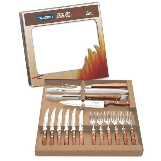 JUEGO PARA ASADO 15 PIEZAS "CHURRASCO"