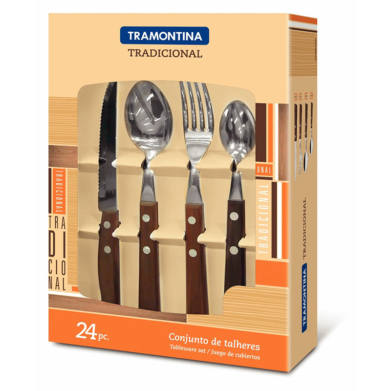JUEGO CUBIERTOS MADERA 24 PIEZAS "TRADICIONAL"