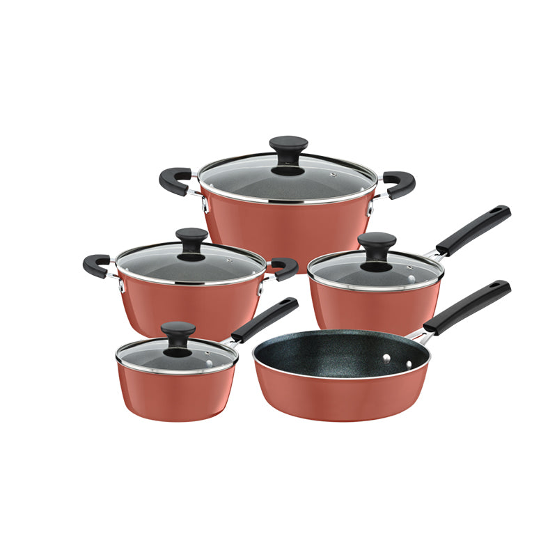 BATERIA DE COCINA COBRE ROSA 5 PIEZAS "GLENZ"