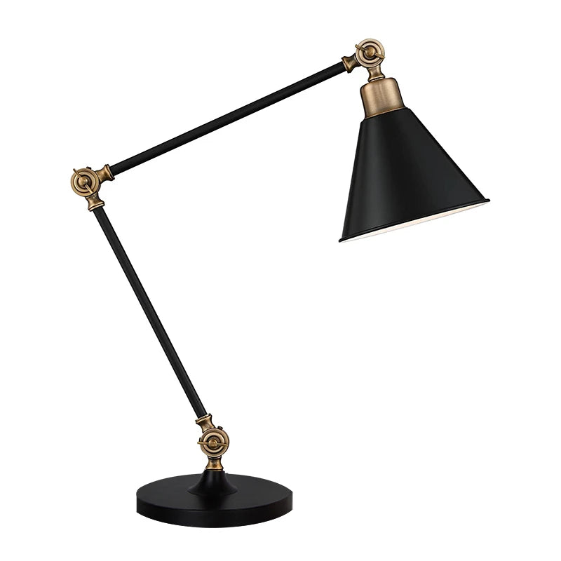 Lámpara de Mesa Falco – Negra con Detalles Dorados